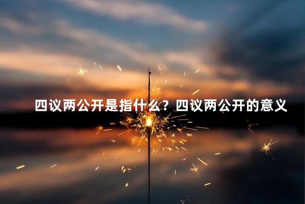 四议两公开是指什么？四议两公开的意义解读：信息透明+问责,助力诚信社会