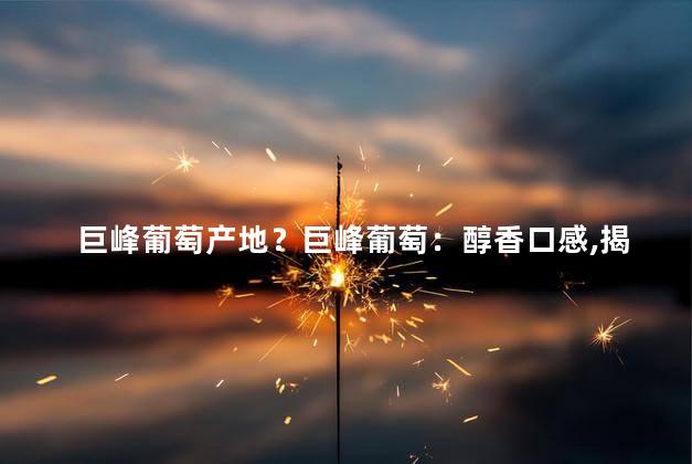 巨峰葡萄产地？巨峰葡萄：醇香口感,揭秘产地之谜