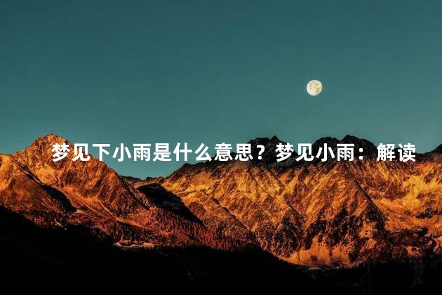 梦见下小雨是什么意思？梦见小雨：解读淅淅沥沥的润泽之梦